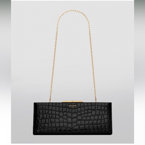 Saint Laurent midnight croc effect leather clutch - Picture 5 of 10